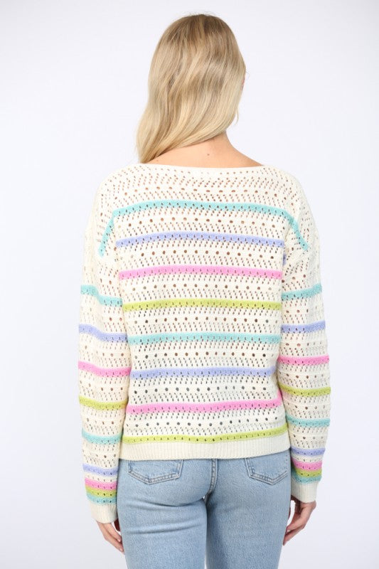 Stripe Open Knit Sweater