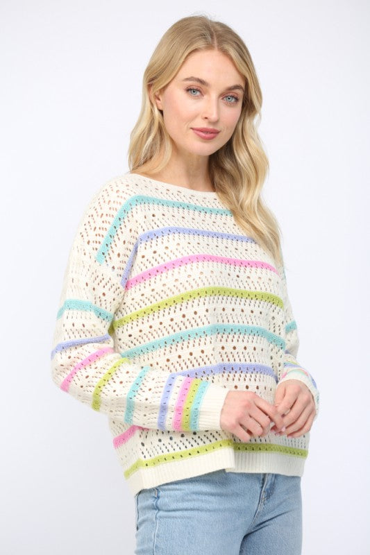 Stripe Open Knit Sweater
