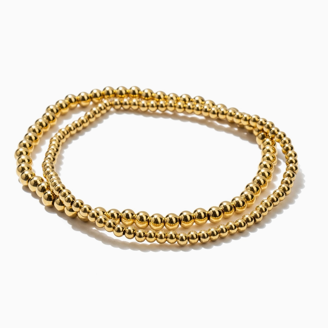 Dainty Double Beaded Bracelet Set - 18K Gold