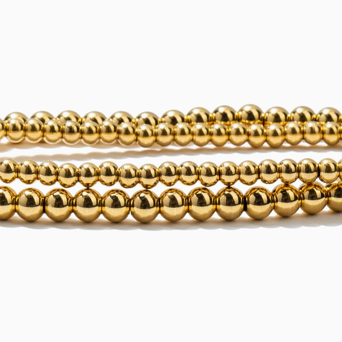 Dainty Double Beaded Bracelet Set - 18K Gold