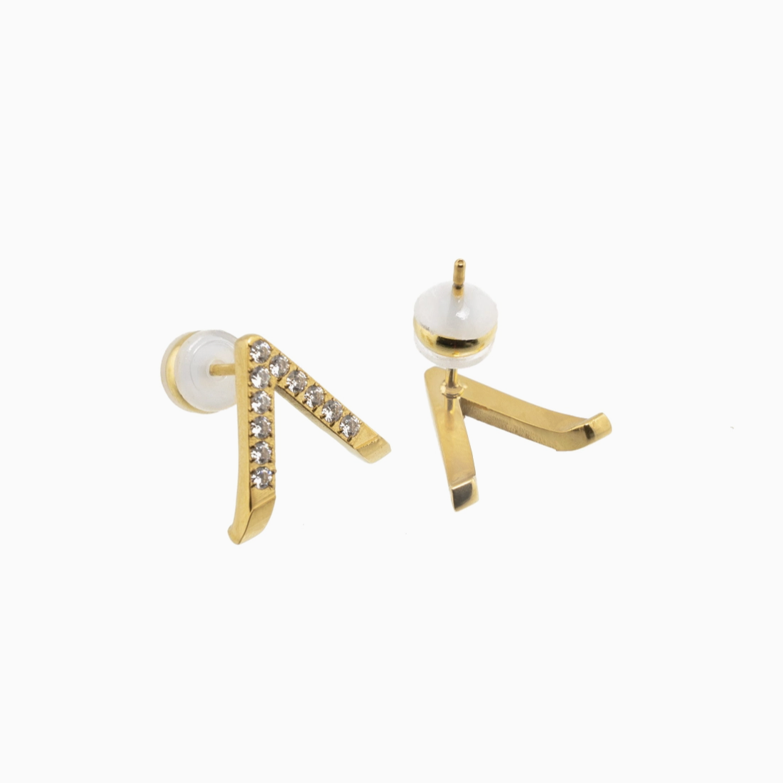 Waterproof Gold Diamond V Studs