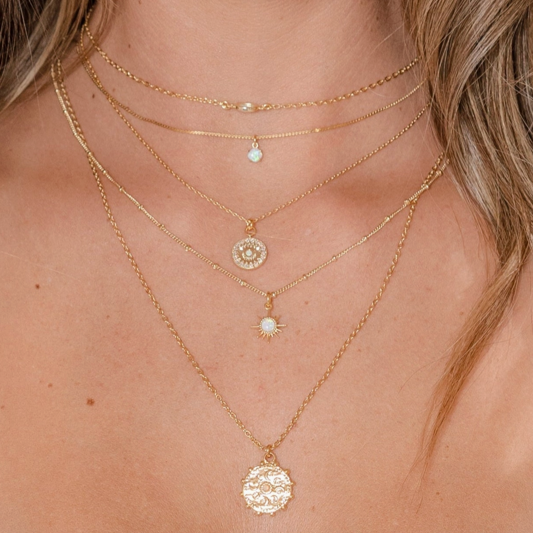 Sun Opal Pendant Necklace - 18K Gold