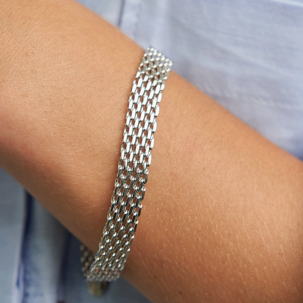 Waterproof Silver Braided Band Bracelet