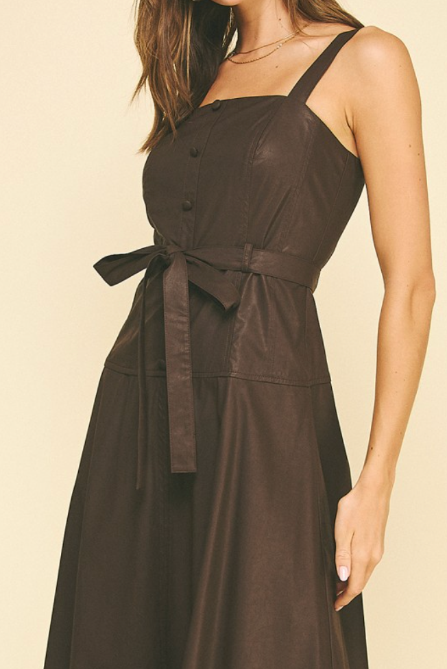 Faux Leather Midi Dress