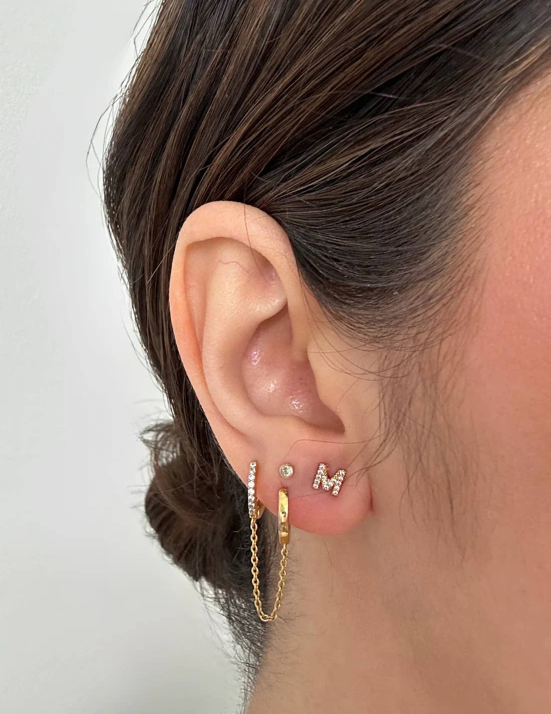 18K Gold Shiny Initial Studs