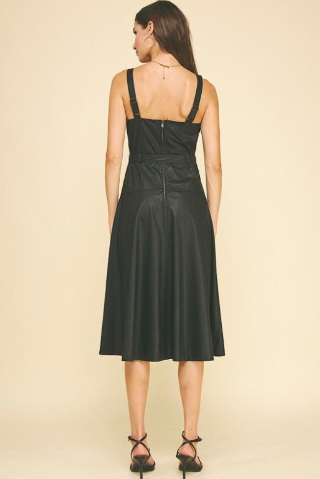 Faux Leather Midi Dress