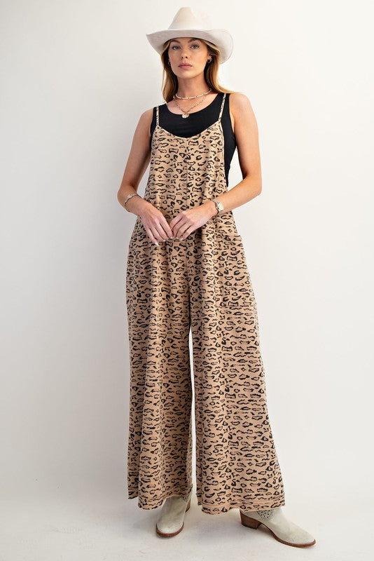 Animal Print Terry Knit Jumpsuit