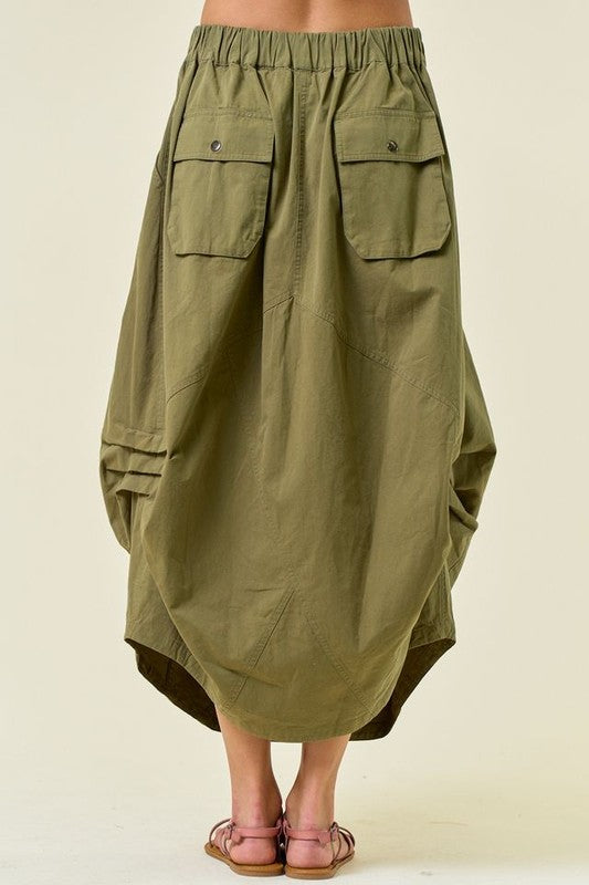 Side Tuck Midi Skirt