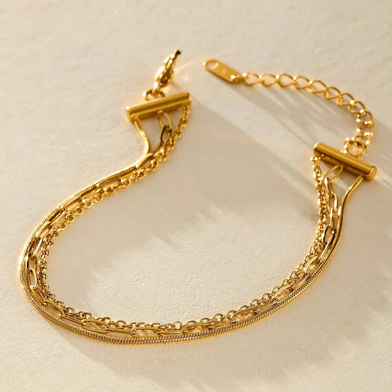 Dainty Triple Layered Anklet - Gold