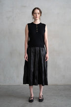 Faux Leather Shirred Skirt