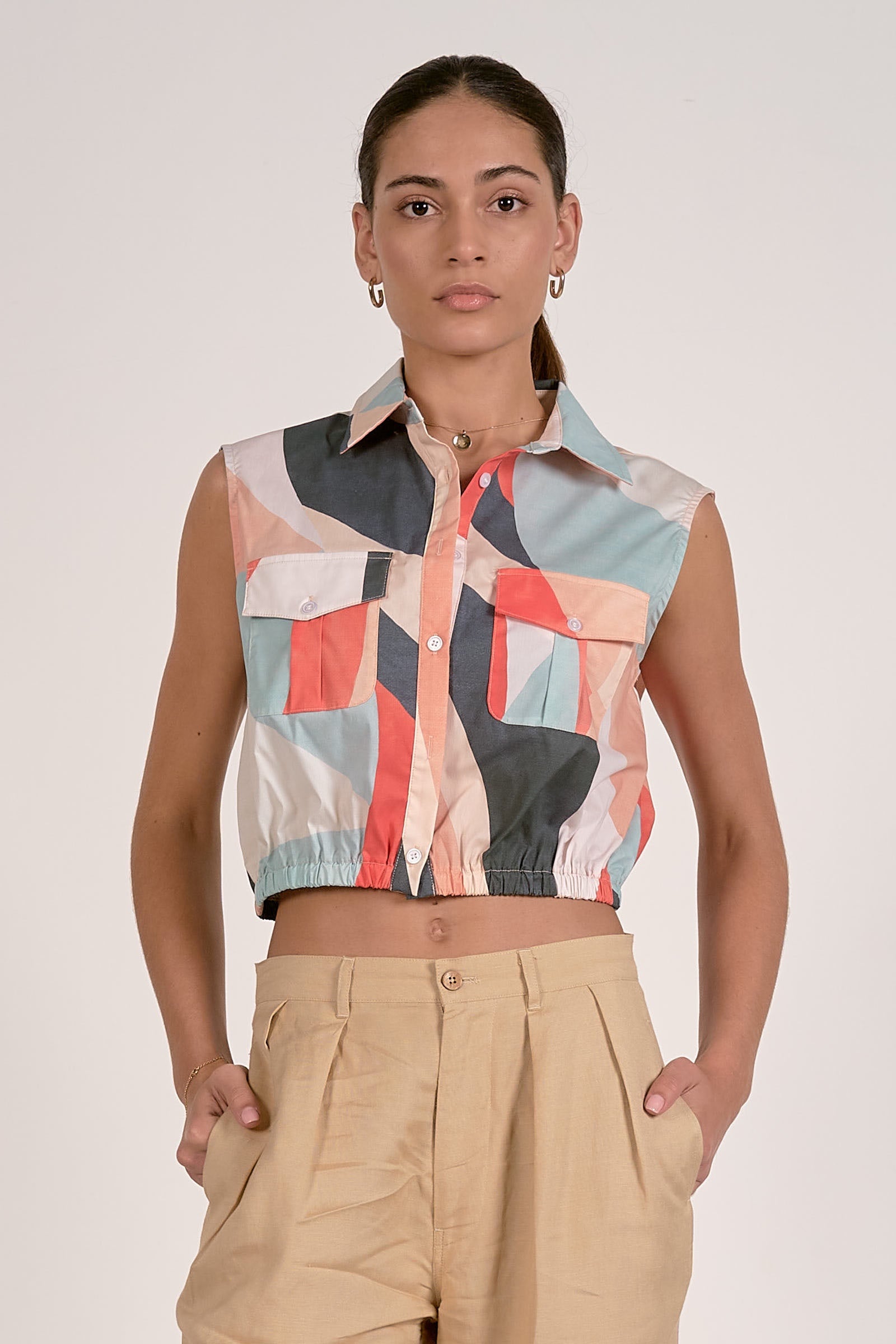 Multi Prism Collard Top
