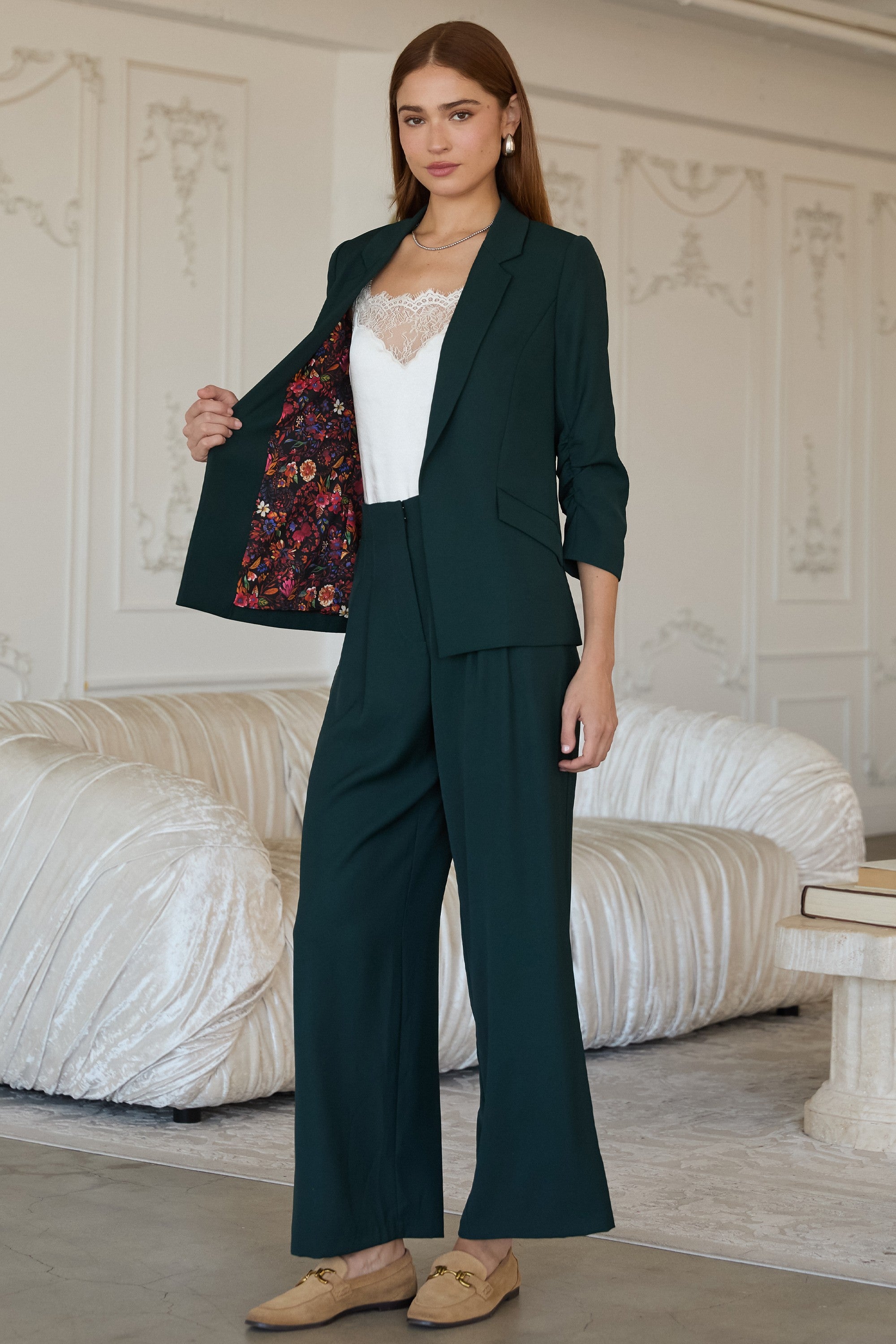 Shirred Sleeve Blazer