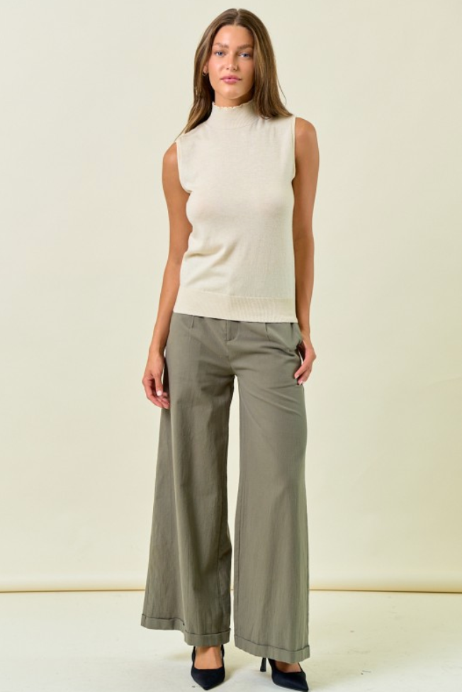 Basic Mock Neck Sweater Top