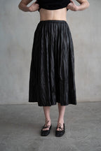 Faux Leather Shirred Skirt