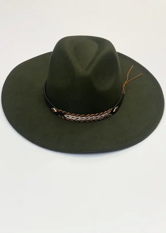Wide Brim Fedora With Braid Detail