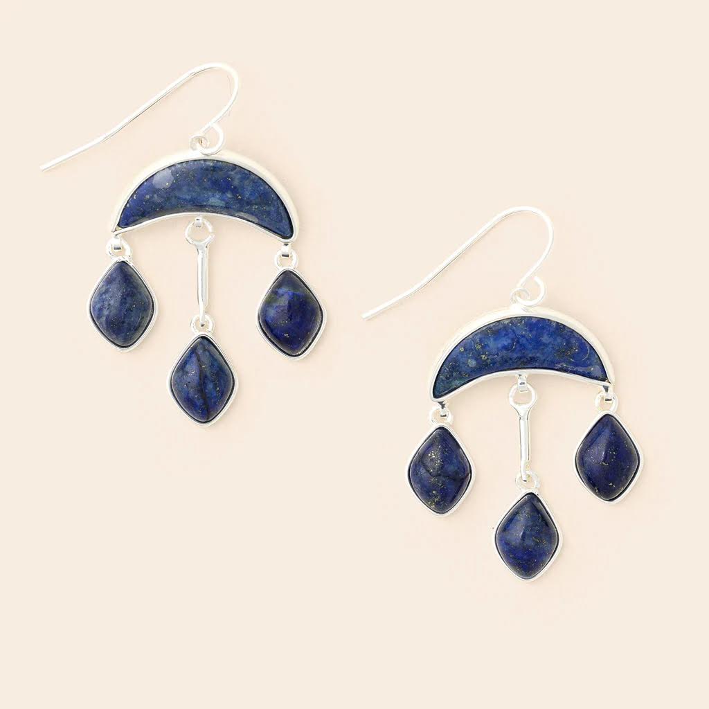 Stone Crescent Drop Earring