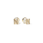 18K Gold Shiny Initial Studs