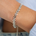 Silver Squared Chain Bracelet