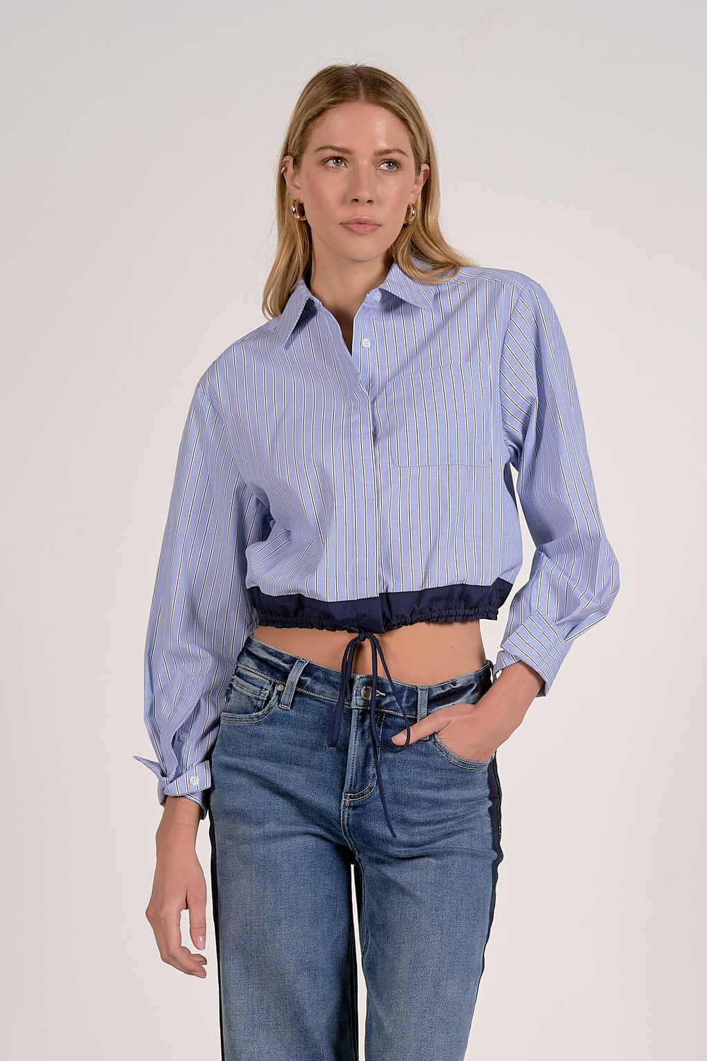 Cropped Tie Waist Shirt